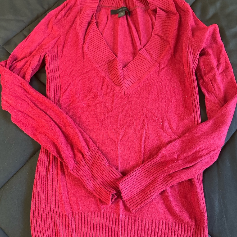 Express V-Neck Sweater - Bold Red